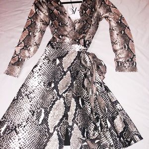 DVF long sleeve snakeskin wrap dress NWT